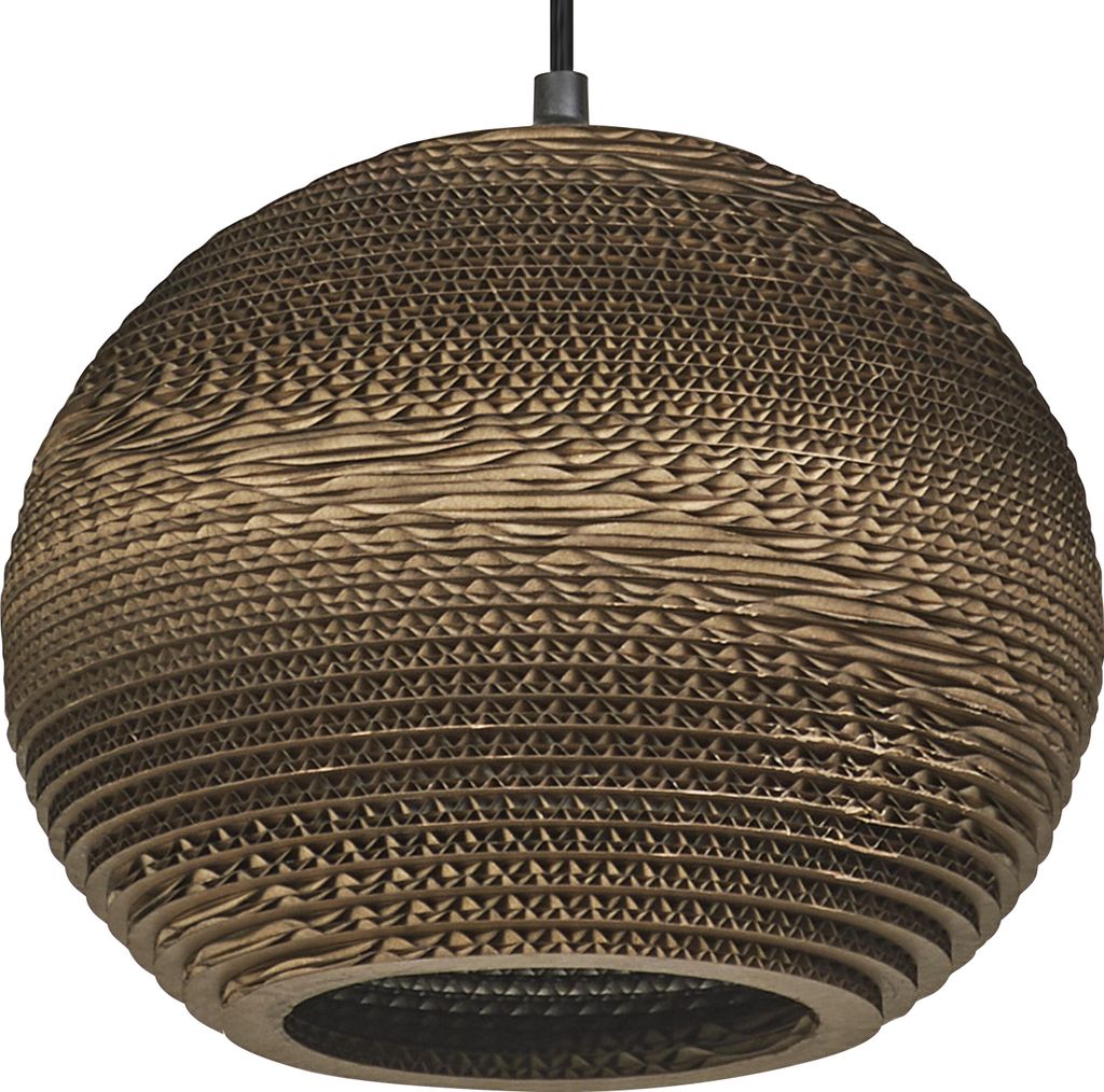 OSRAM Pendelleuchte Decor Cardboard Ball braun aus Wellpappe, leicht, E27, 260 mm Durchmesser, Leuchtenschirm aus recyceltem Material, nachhaltig d...