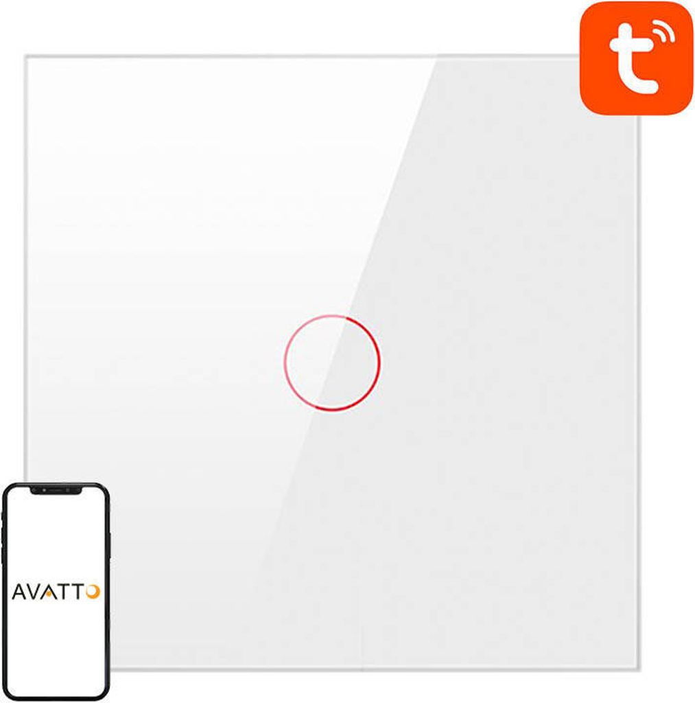 Avatto Zigbee-Touch-Schalter Lzts02-Eu-W1 Einfach ohne Neutralleiter (Weiß)
