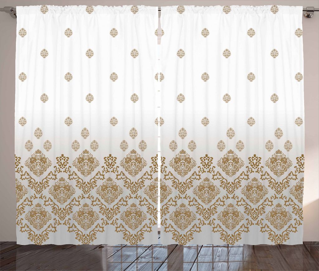 ABAKUHAUS viktorianisch Rustikaler Gardine, Vintage romantische Kunst, Schlafzimmer Kräuselband Vorhang mit Schlaufen und Haken, 280 x 245 cm, Bra...