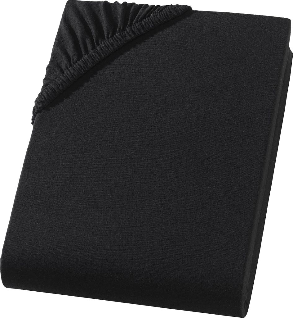 Premium Spannbettlaken 180x200 cm aus Baumwolle-Elasthan – hautsympathisch, elastisch & pflegeleicht – Steghöhe 30 cm – Schwarz