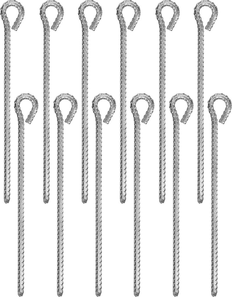 Zelthering 12 Stk. 30 cm mit geschlossener Öse für harten Boden - robuster Hering aus verzinktem Stahl, Ø12 mm - ideal für Zelte, Vorzelte, Pav...