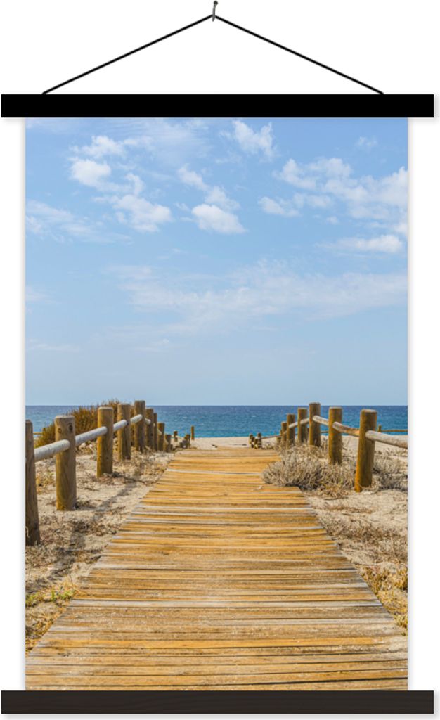 MuchoWow Textilposter Strand - Weg - Sommer 40x60 cm mit schwarzem Rahmen - Wanddekorationen
