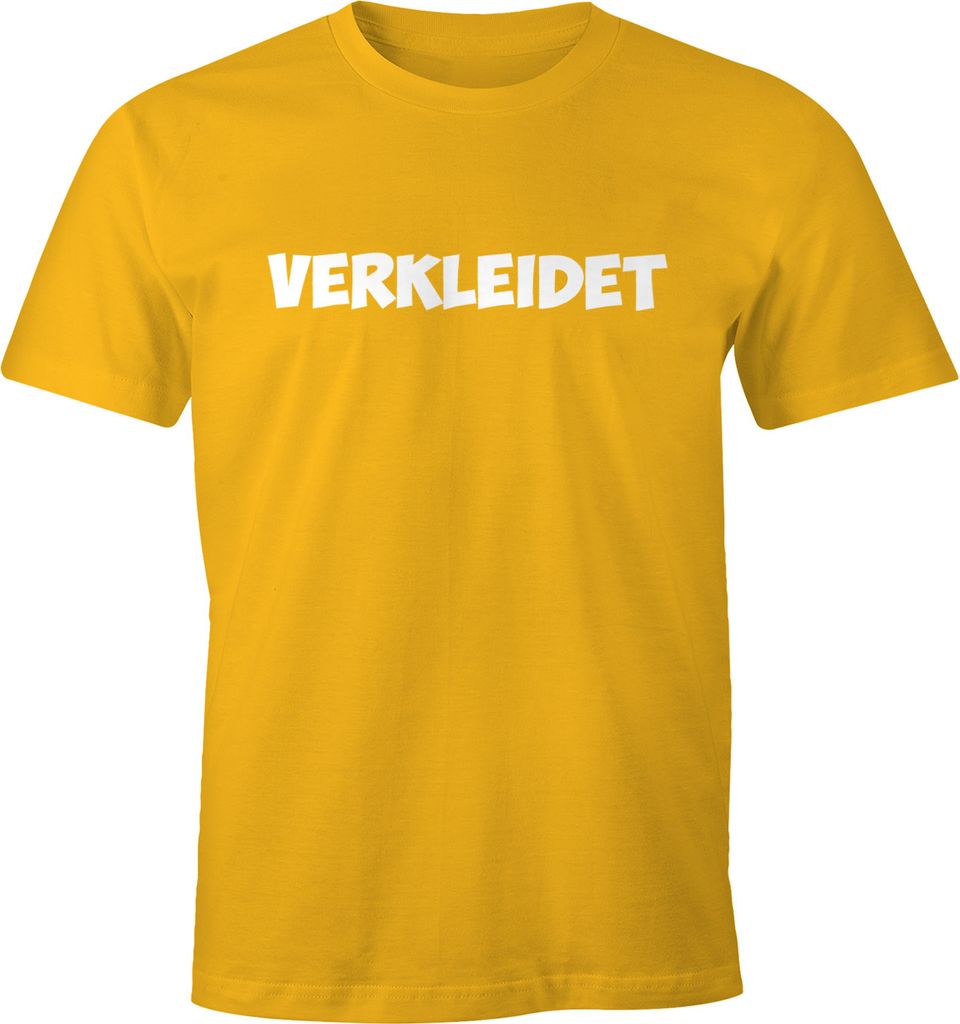 Herren T-Shirt Verkleidet Fasching Fastnacht Kostüm Karneval Verkleidung lustig Fun-Shirt Moonworks gelb XXL