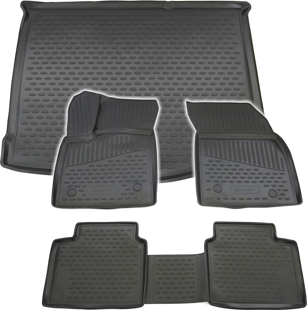 Gummi Kofferraumwanne + Fußmatten Set für Ford Focus MK4, Bj. 2018-