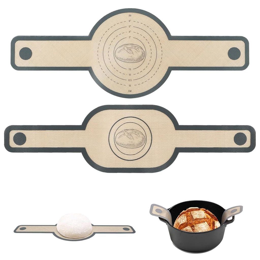 Silikon-Backmatte für Bräter, 2er-Set – Antihaftbeschichtung mit hitzebeständigen Griffen, wiederverwendbare Backmatte für Sauerteigbrot, Piz...