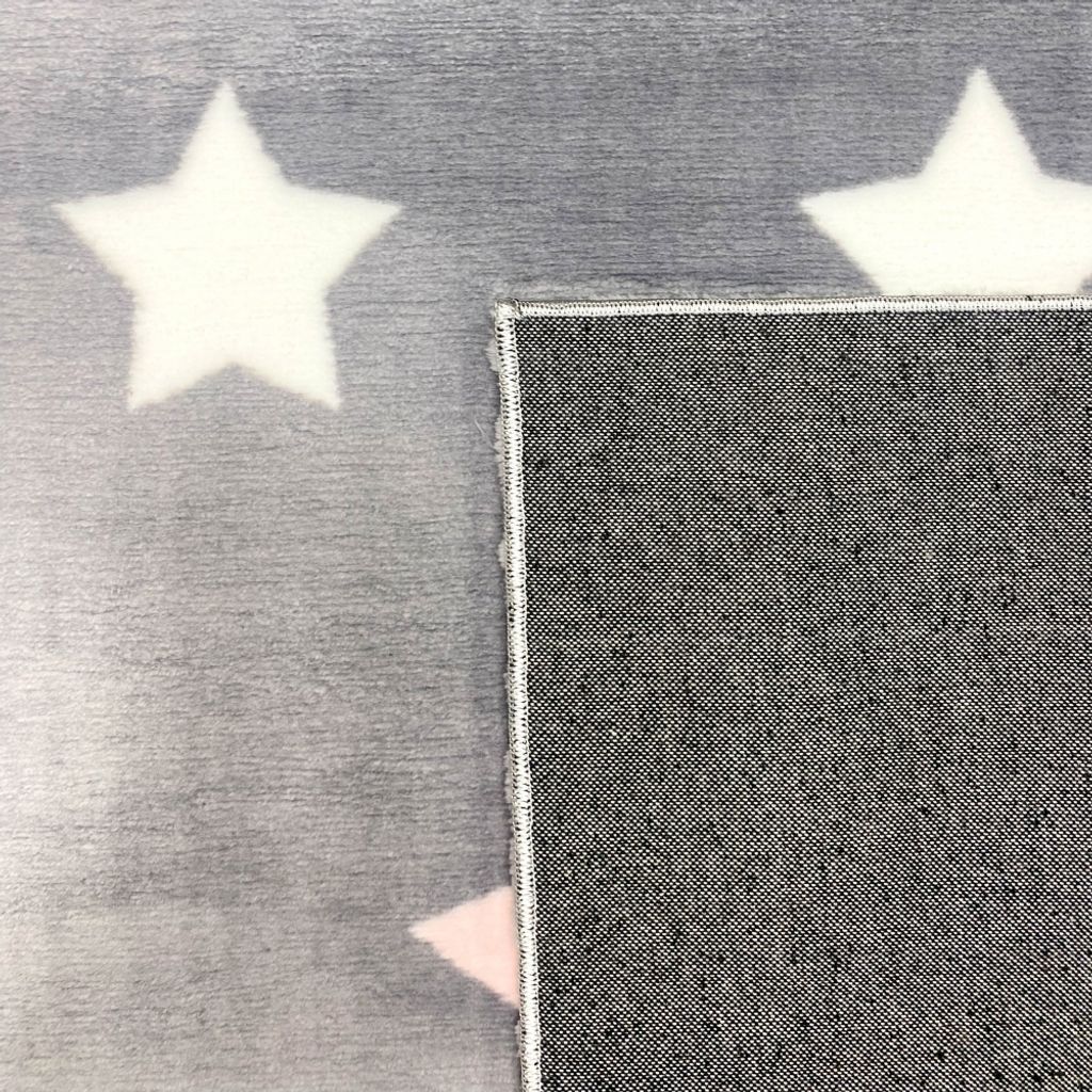 Teppich Mädchen Sterne flauschig in anthrazit, rosa weiß Produktbild 5
