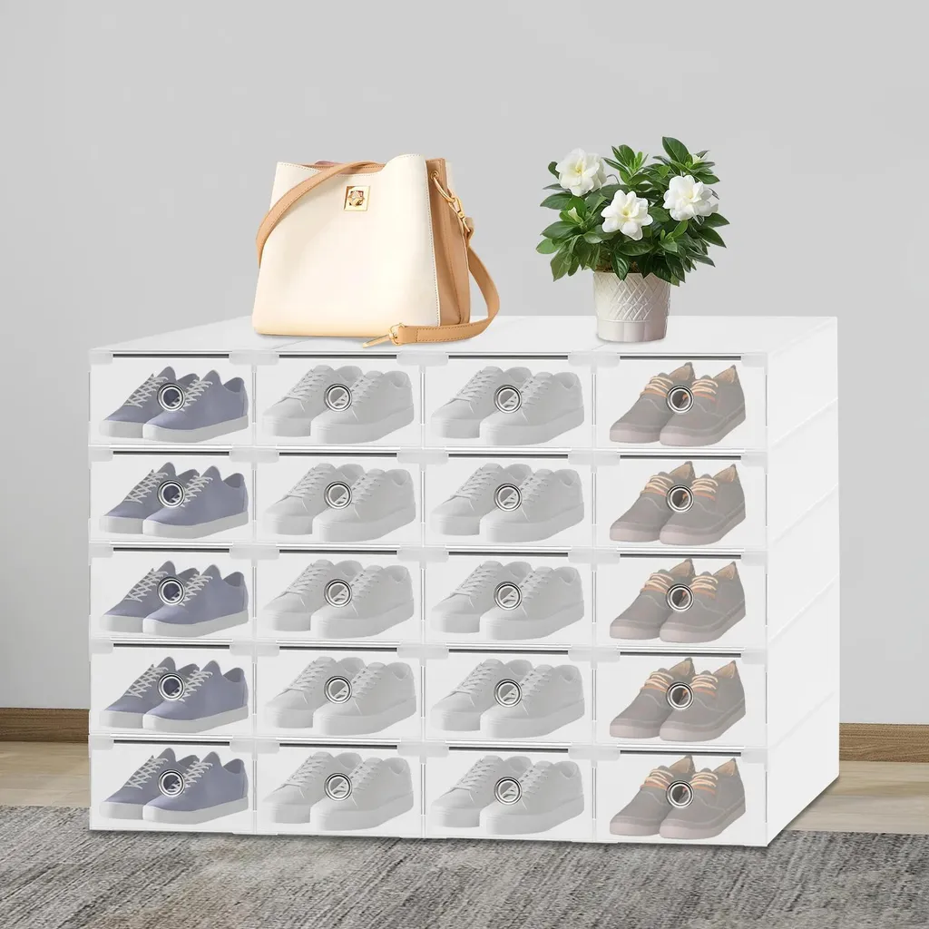 Organisateur de Chaussures Blanc Empilable en ABS - Pack de 20 Unités