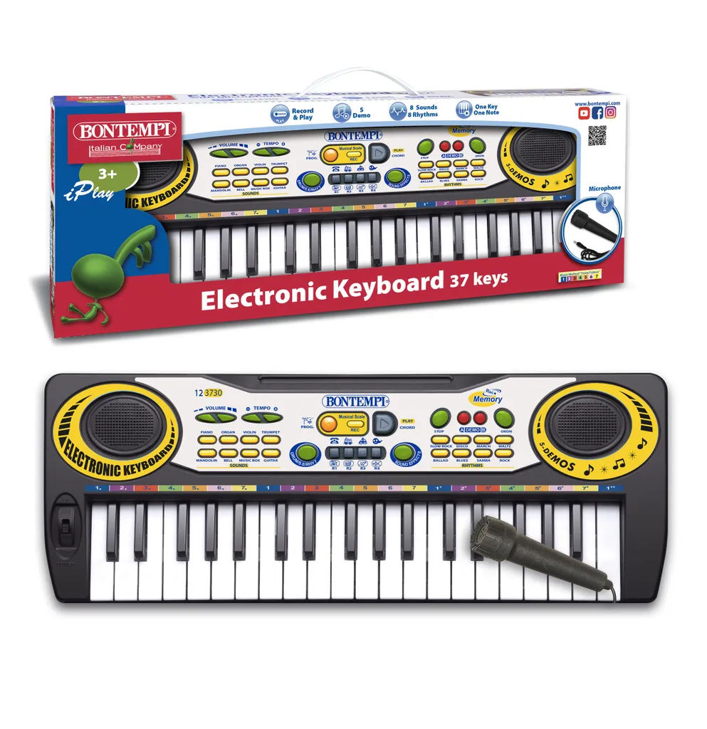 Bontempi E-Keyboard 37 Touches et Micro Filaire - 22 Chansons de Démo - 4