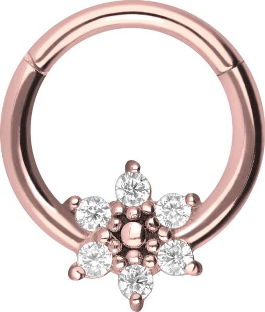Ohrpiercing, Nasenpiercing, Septum Piercing Chirurgenstahl Segmentring Clicker KRISTALLBLUME