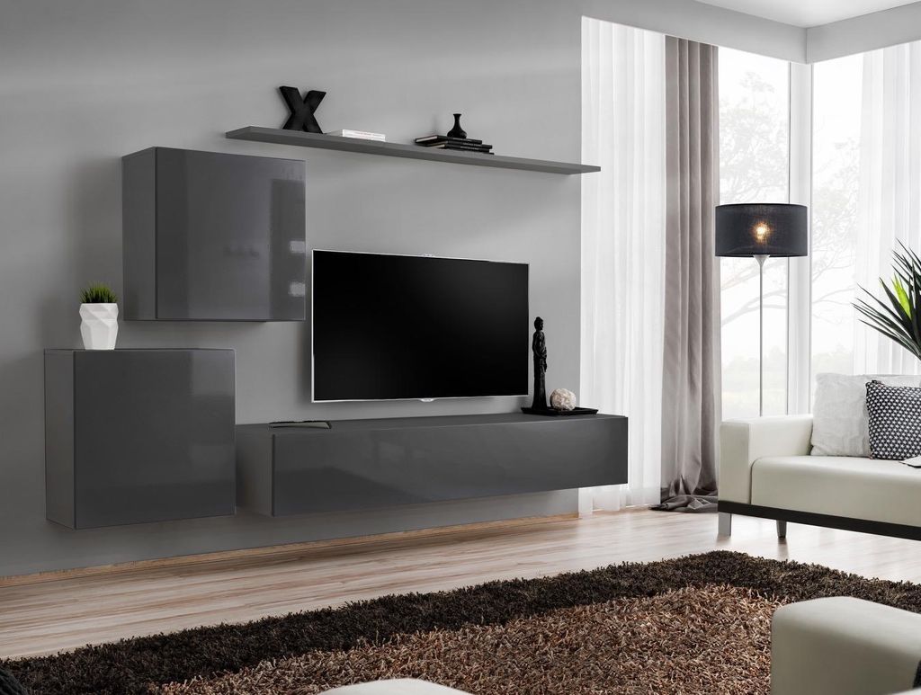 Wohnzimmer Möbel Set Wohnwand TV-Ständer Sideboard Regal Holz Luxus Wandschrank