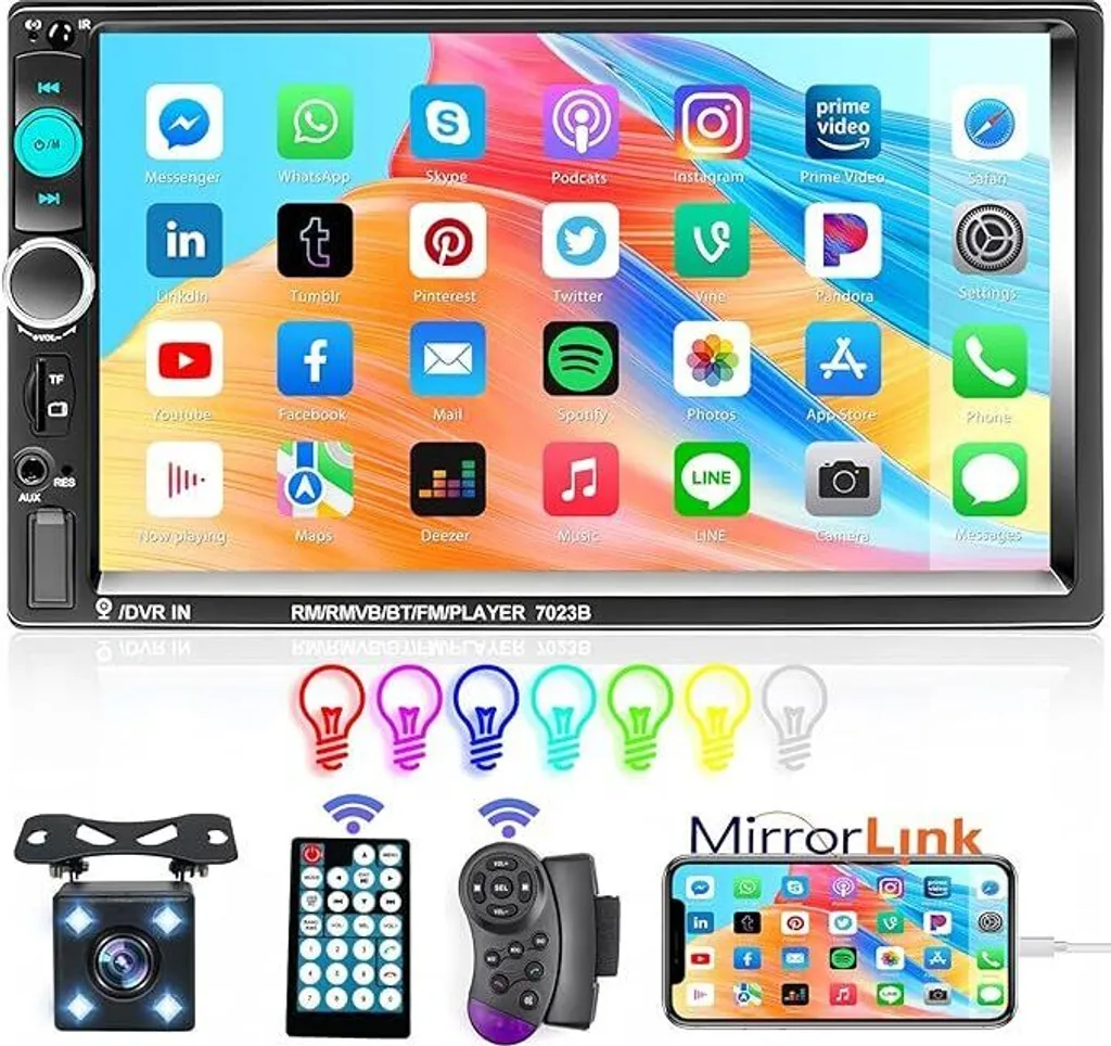 Autoradio Bluetooth 2 Din 7 Pouces avec Aide au Stationnement et USB