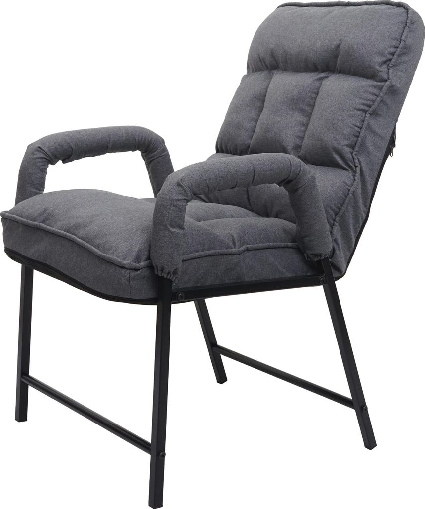 Esszimmerstuhl HWC-K40, Stuhl Polsterstuhl, 160kg belastbar Rückenlehne verstellbar Metall Stoff/Textil dunkelgrau