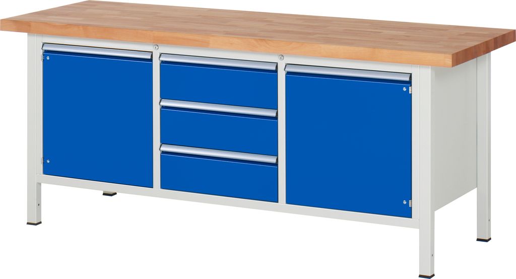 Rau Werkbank höhenverstellbar 8569A2, B2000xT700xH840-1040mm, 3x Schublade-TA, 2x Tür
