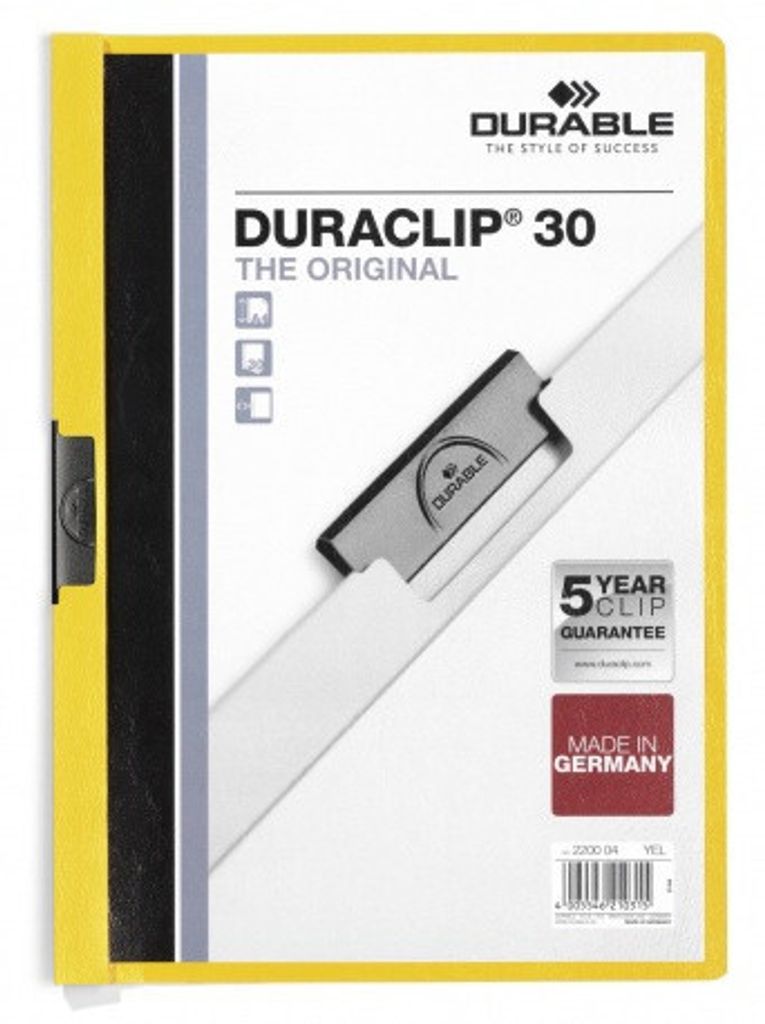 Durable Duraclip 30, Transparent, Gelb, PVC, 30 Blätter, Produktbild 