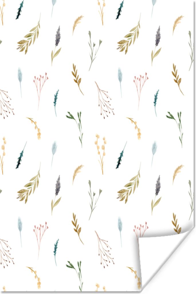 MuchoWow Poster Blumen - Pastell - Collage 40x60 cm - Plakate für die Wand - Poster Babyzimmer