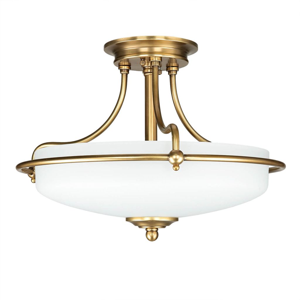 Deckenleuchte E27 Creme Messing Glas Metall Jugendstil Deckenlampe