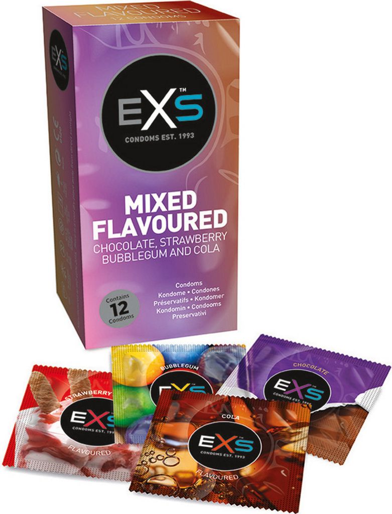 Préservatifs EXS aux goûts mélangés 12 pcs. Image du produit 