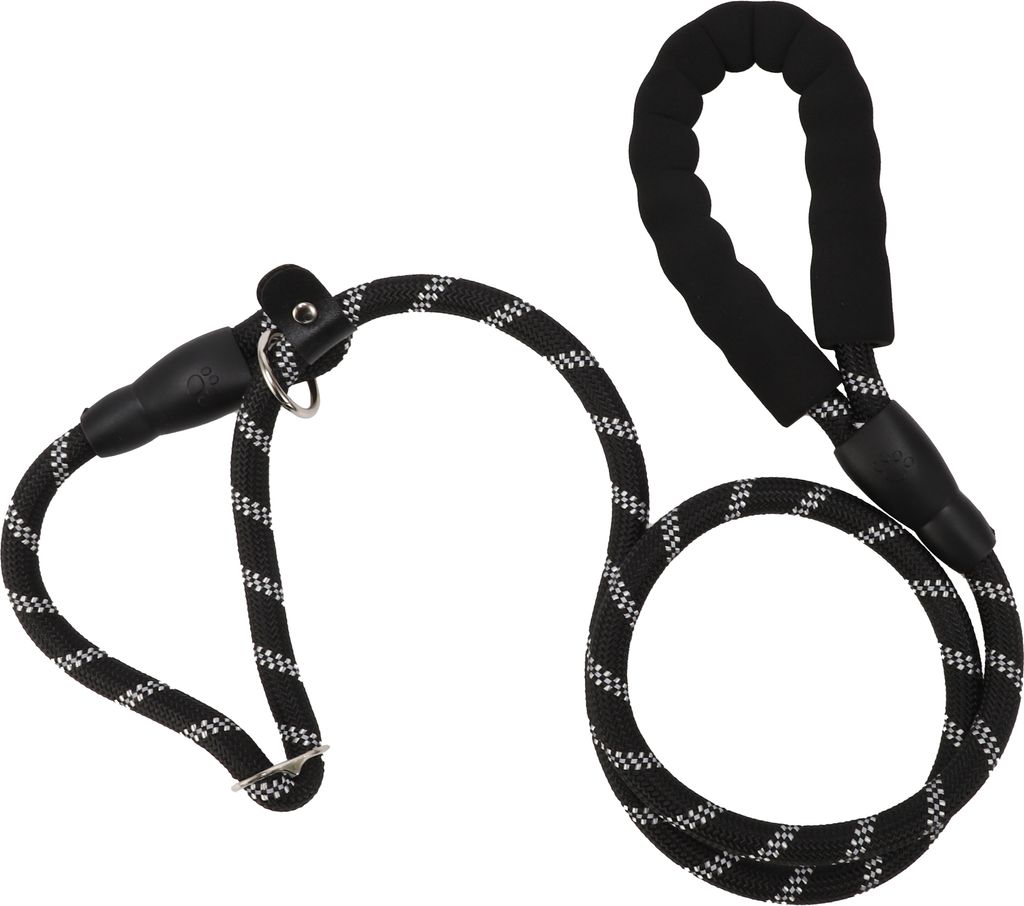 Nylon Hundeleine, Schwammgriff Trainingsleine Schwarz, Länge 130cm Durchmesser 1/2 Zoll