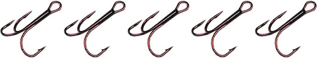 5 Stk Raubfisch Haken Drillinge rot Gr. 4