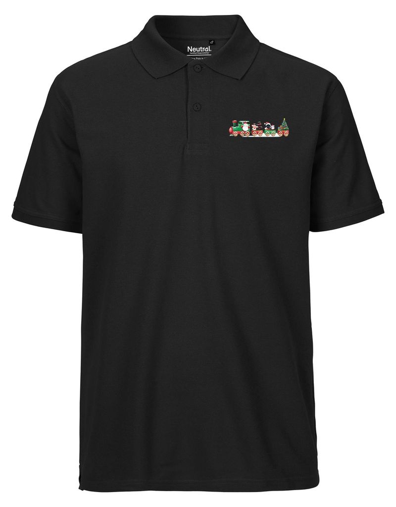 Huuraa Herren Polo Shirt Weihnachtszug Weihnachten XL Black Bio Baumwolle Fairtrade Poloshirt Geschenkidee