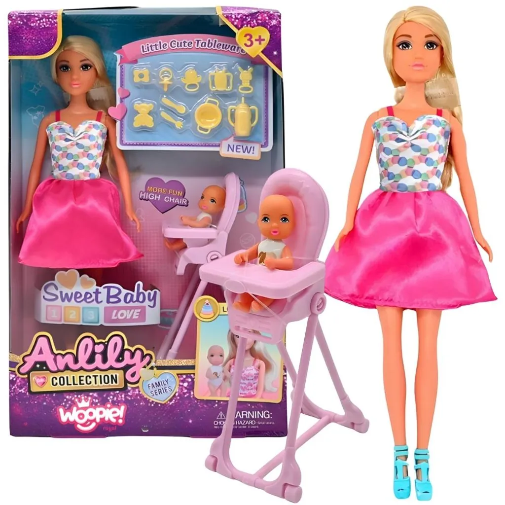 Ensemble Repas Woopie Royal Lily pour Chaise Haute Poupée et Poupon
