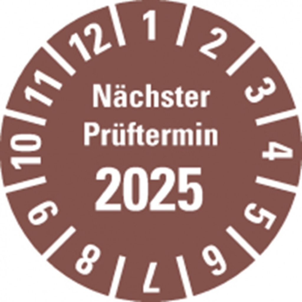Dreifke Prüfplakette Nächster Prüftermin 2025, braun, Polyesterfolie, Spez.,...