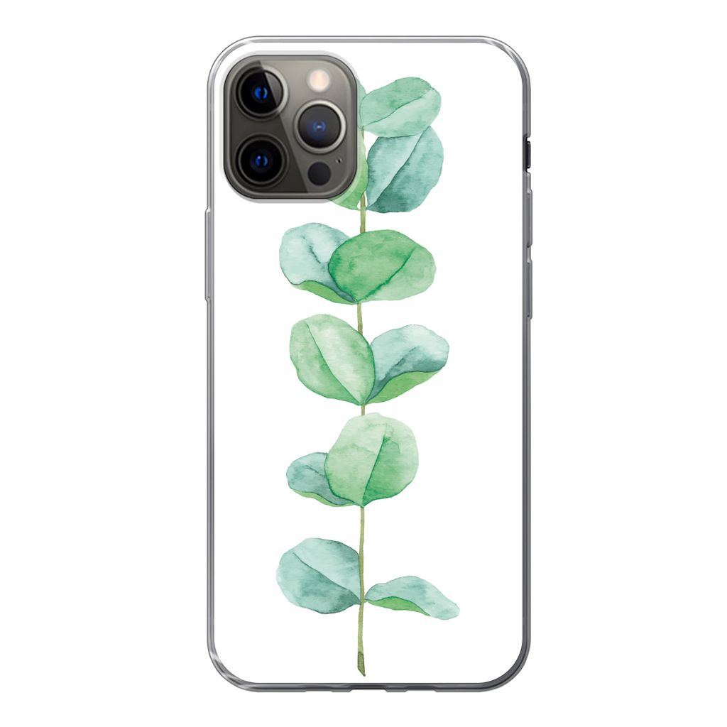 MuchoWow Handyhülle Schutzhülle Hülle für iPhone 13 Pro Aquarell - Eukalyptus - Pflanze Silikon Softcase Handy Hülle - Handy-Tasche