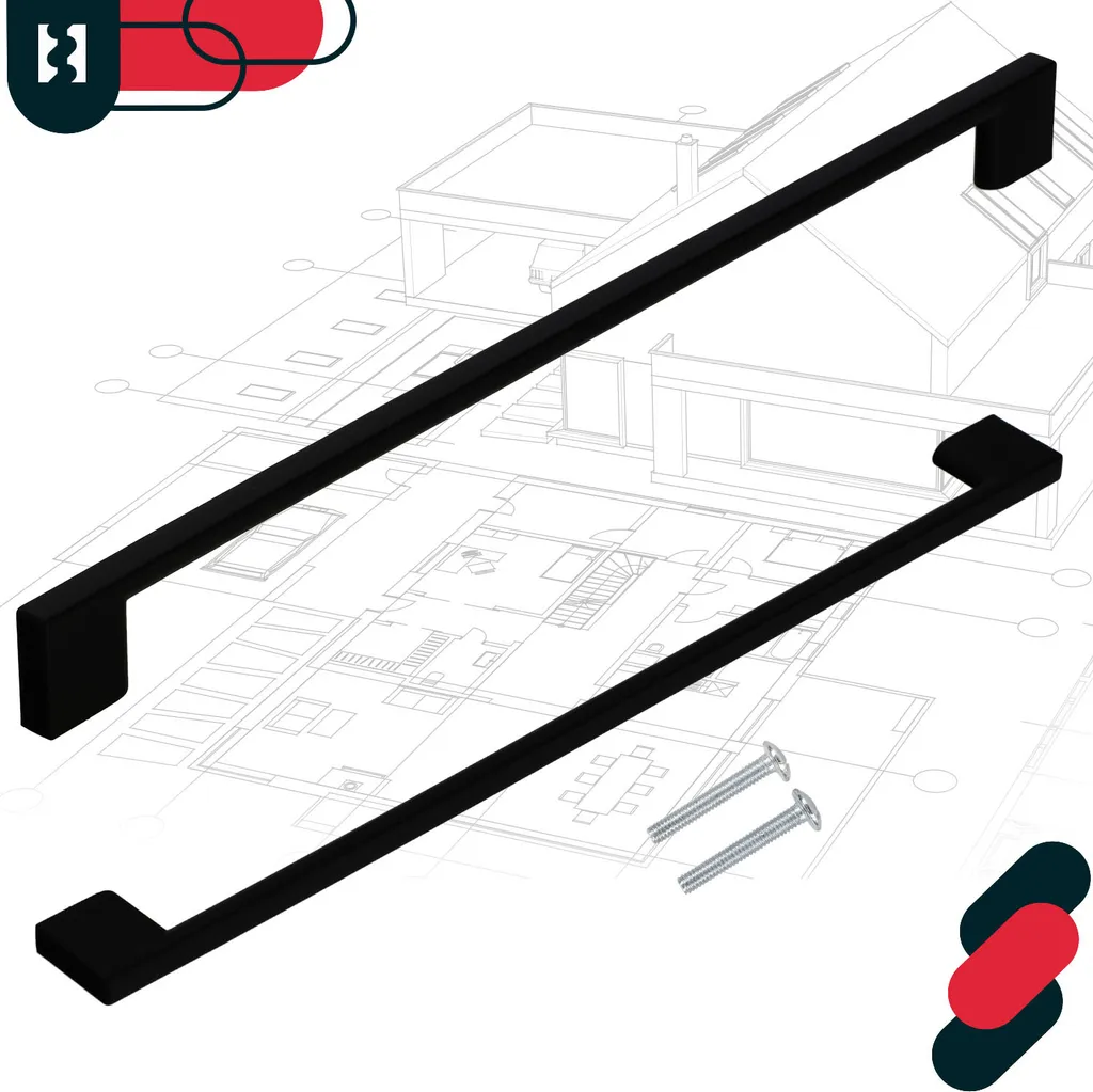 KOTARBAU® Set di 6 maniglie per mobili nero 358 mm maniglie per mobili ZnAl maniglie per mobili maniglie per armadi da cucina maniglie per cassetti maniglie per mobili maniglie per armadi da cucina maniglie per ante di mobili maniglia per barre di mobili - 6