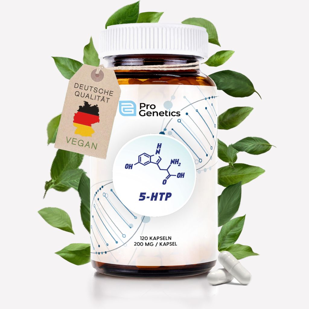 5 HTP Kapseln hochdosiert 120 Kapseln 200mg 3 Monate Vorrat Serotonin Kapseln Laboranalysiert in Deutschland Pro Genetics