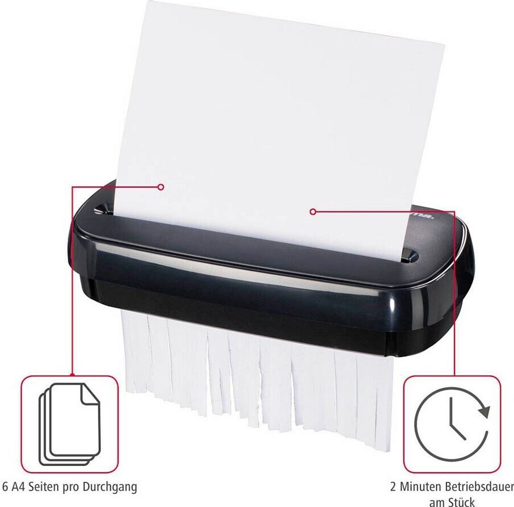 hama Basic S6 Aktenvernichter mit Streifenschnitt P-2, 6 Produktbild 14