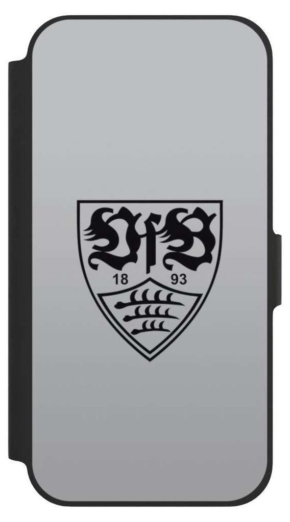 NIVOCASE Klapphülle für Apple iPhone 12 Handyhülle aus Kunst Leder NIVOflip schwarz Logo Offizielles Lizenzprodukt VfB Stuttgart