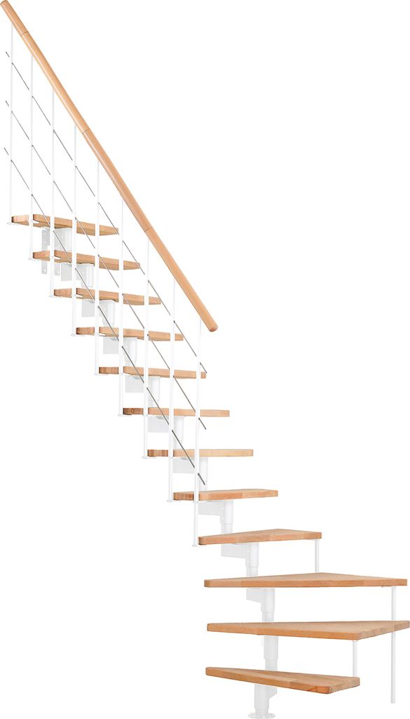 Minka Mittelholmtreppe Style Turn 35 - 304cm Geschosshöhe Buche Weiß
