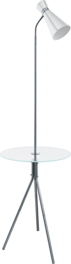 EGLO Stehlampe Policara, Lampe Wohnzimmer, Stahl in nickel-matt, Glas in weiss, klar E27 Fassung