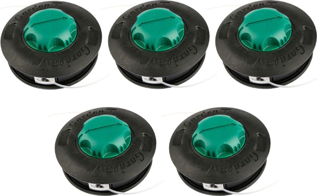 5x Trade-Shop Doppel-Fadenkopf / Trimmerkopf / Mähkopf M10x1,25 links Innengewinde kompatibel mit Emak Efco Oleo-Mac Freischneider mit Winkelgetriebe