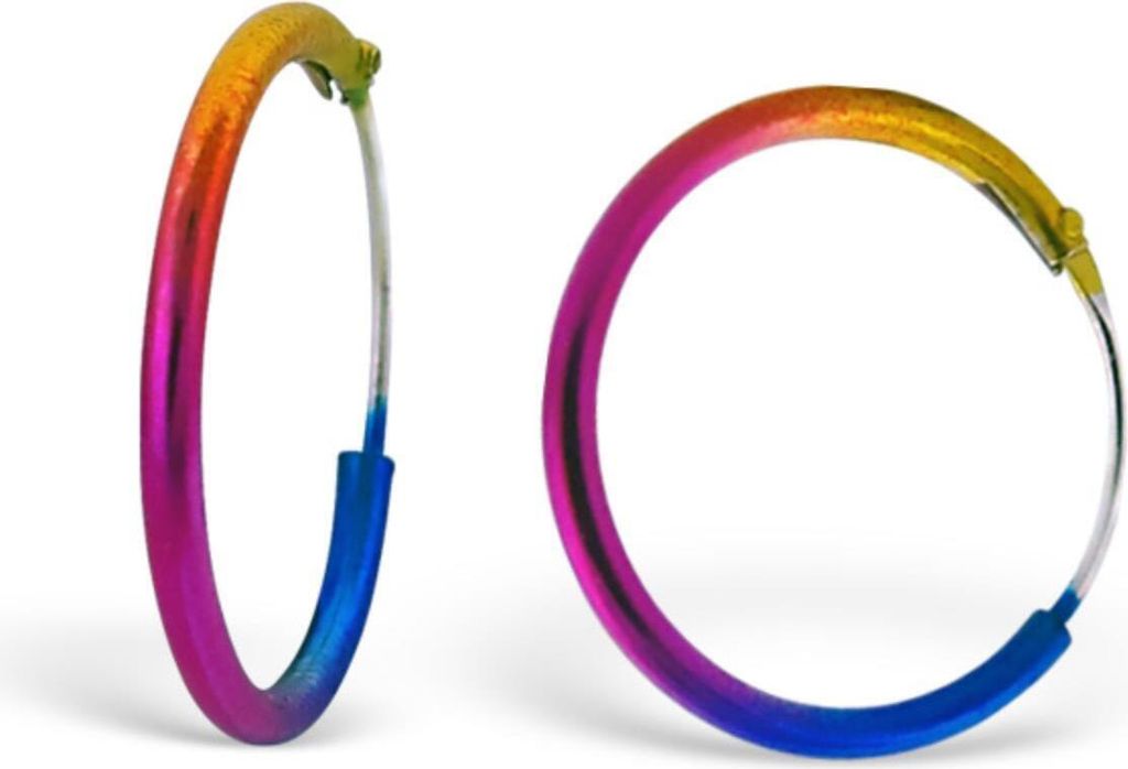 Creolen „Regenbogen“: bunte Ohrringe aus Silber (16 mm)