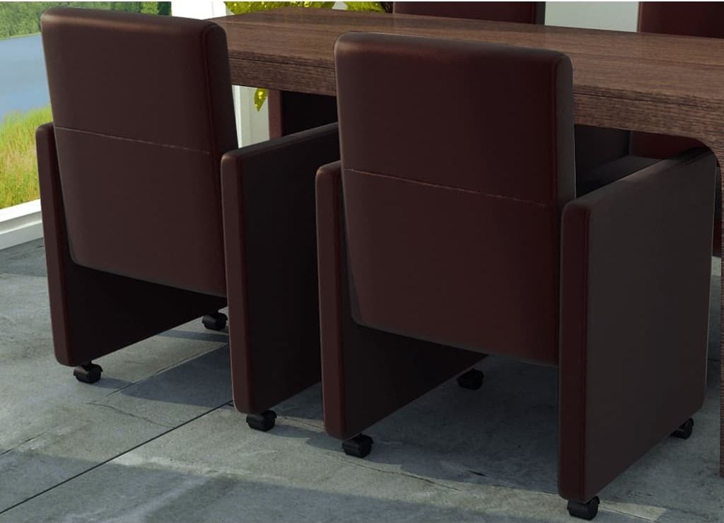 Esszimmer Stühle (2er Set) auf Rädern braun Produktbild 