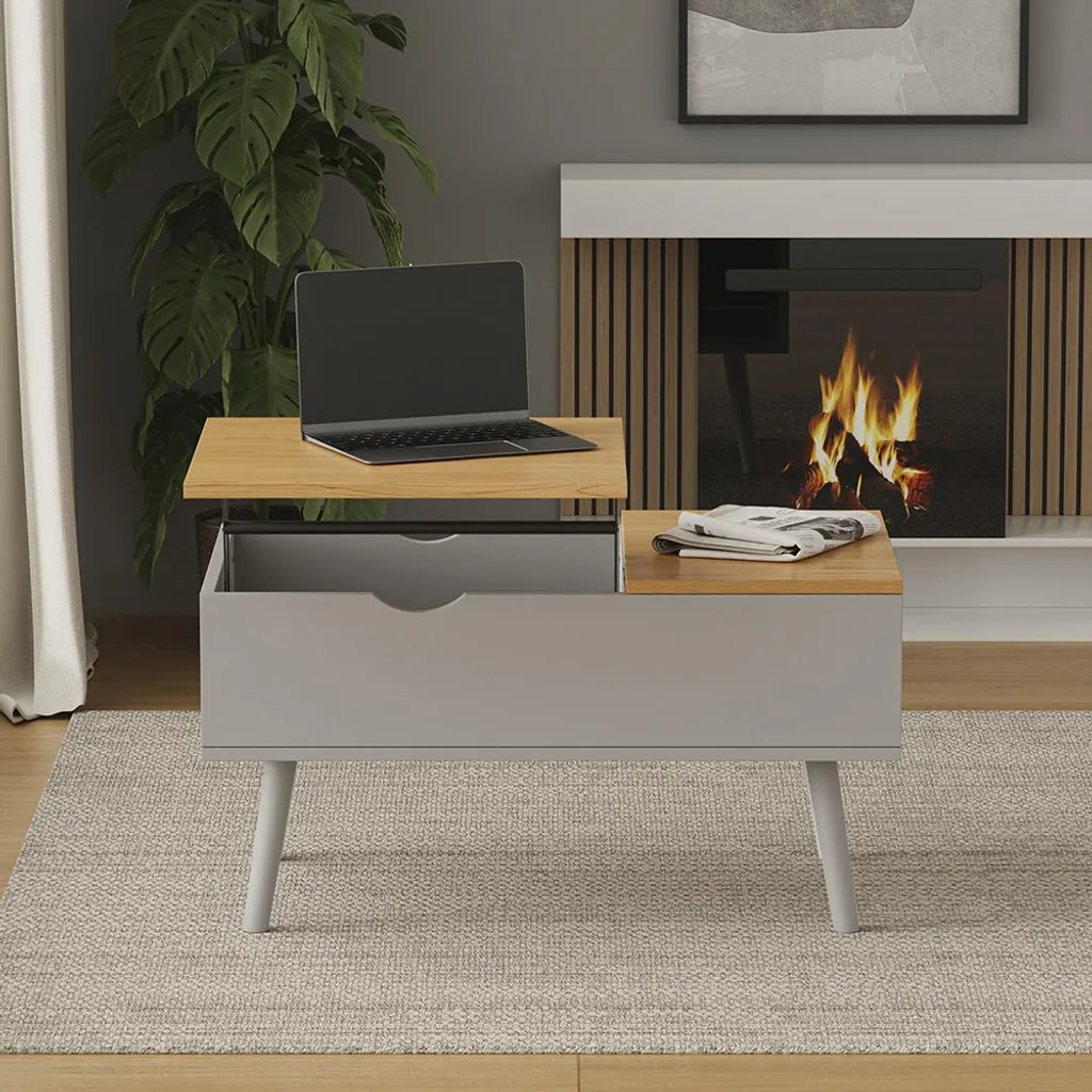 Vicco Stora Tavolino Alzabile Rovere e Grigio - Stile e Comfort Home