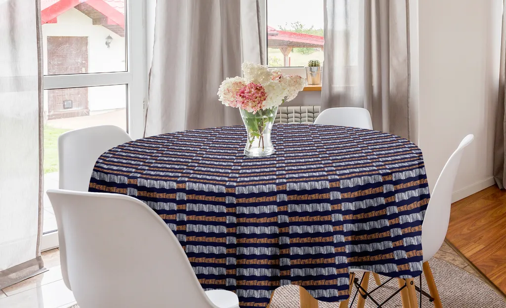 Tovaglia Rotonda Etnica per Hotel e Ristoranti Abakuhaus 150 cm Blu