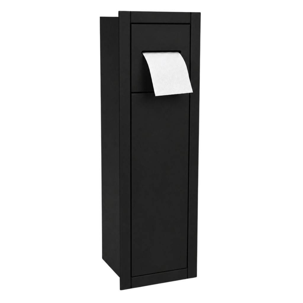WC Unterputzschrank Schwarz Matt Push Open für Papier und Produktbild 