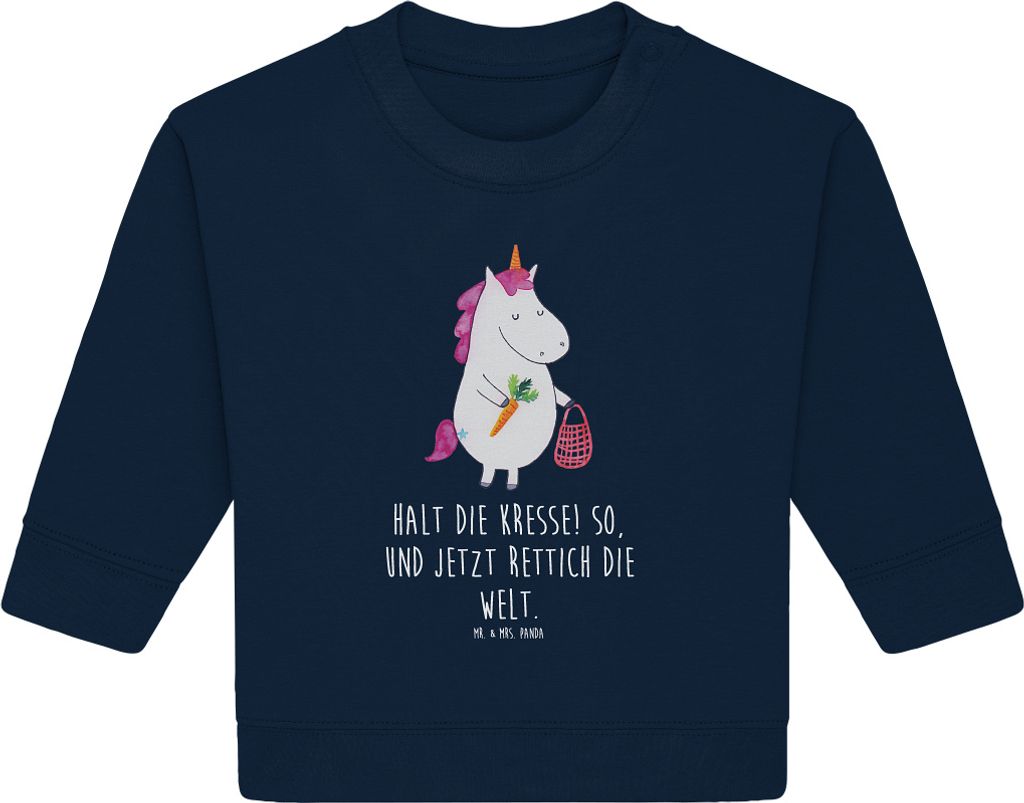 Mr. & Mrs. Panda Organic Baby Pullover Einhorn Gemüse 24. - 36. Monat - French Navy - Geschenk, Unicorn, Bullover, Einhörner, Biomarkt, Wochenmarkt