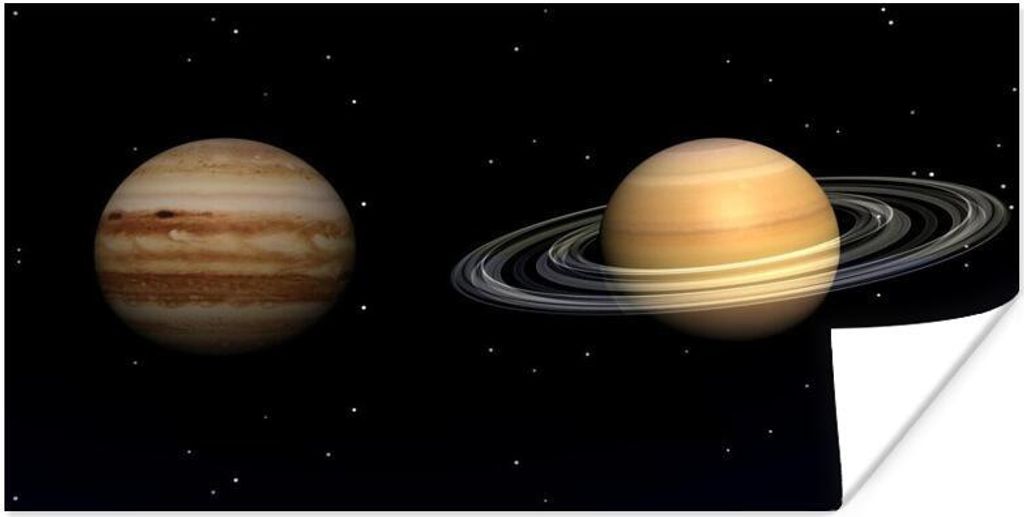 MuchoWow Poster Die Planeten Jupiter und Saturn 80x40 cm - Wanddeko