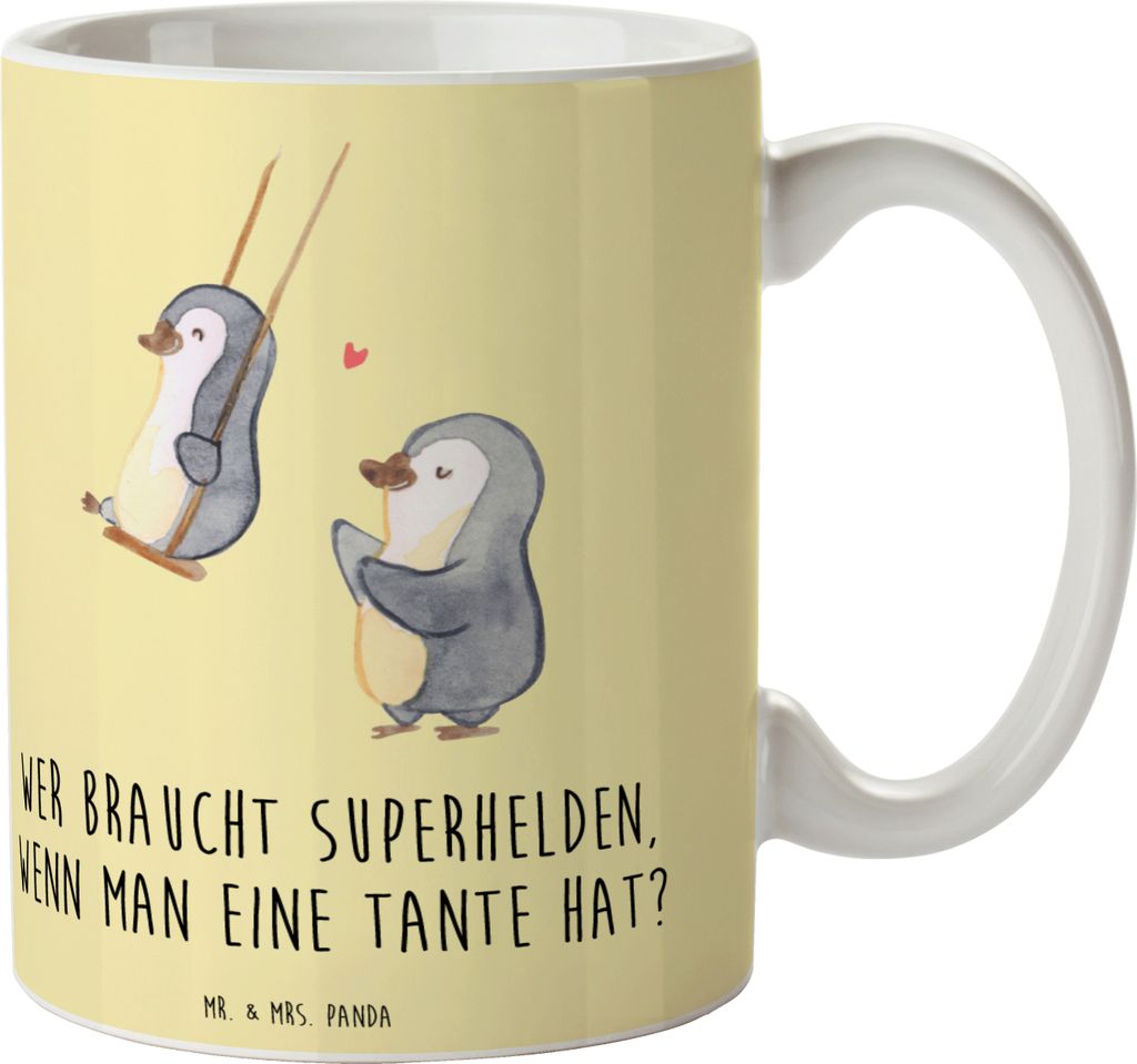 Mr. & Mrs. Panda Pott Lieblings-Tante - Gelb Pastell - Geschenk, Heldin, Becher, Lebenshilfe, Familienmitglied, Unterstützung, Trinkbecher, Neffe,...