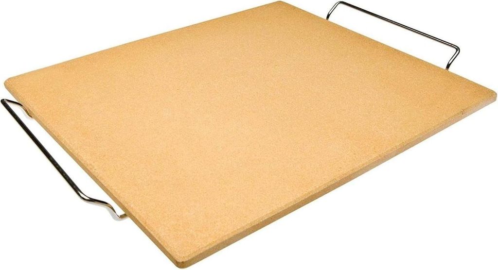 Pizzastein Keramik rechteckig - Orange Silber - Geeignet für Ofen und Grill - 40 x 35 x 1,5 cm