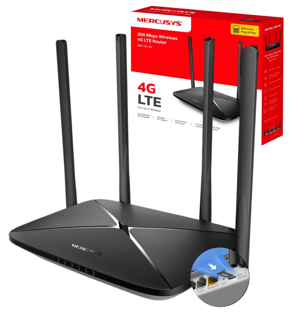 Mercusys MB115-4G(EU), Wi-Fi 4 (802.11n), Einzelband Produktbild 