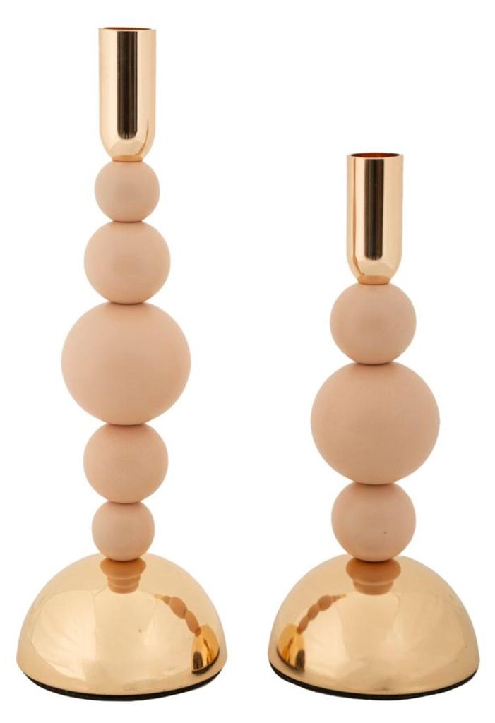 Ensemble de bougeoirs Bolly, forme sphérique, dorés et Image du produit 