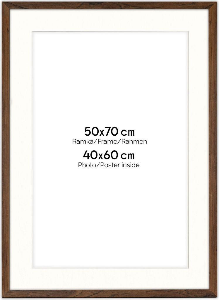 Cornice FRAMAI® 50x70 cm in marrone – con passe-partout – Immagine del prodotto 