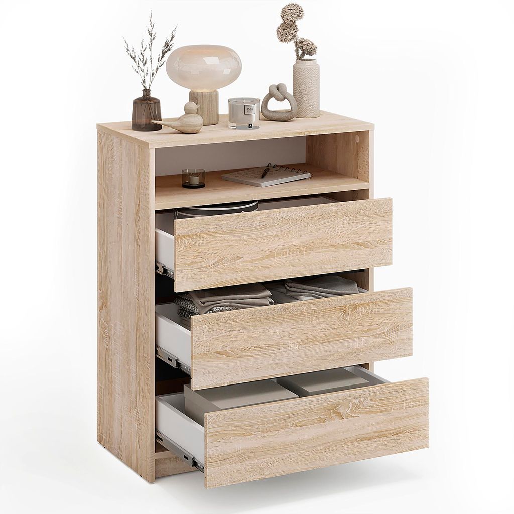 KOMTO Kommode mit 3 Schubladen Komodenschrank für Produktbild 