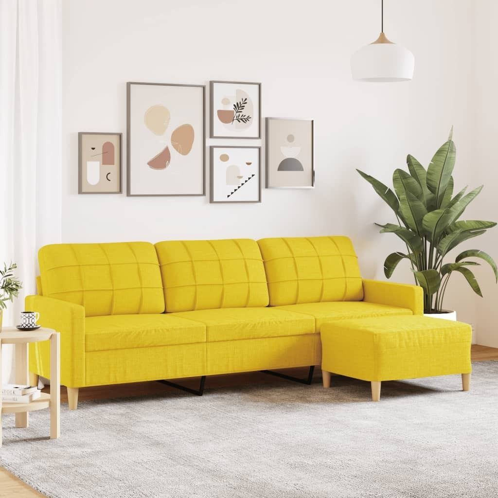 "2026 Promotion" 3-Sitzer-Sofa - Polstersofa - mit Hocker - Hellgelb 210 cm Stoff - Klassische Sofas CC13627