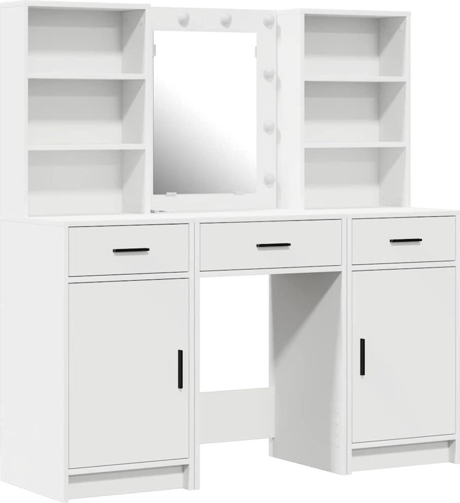 vidaXL Schminktischset mit LED mit Schubladen 3 pcs Weiß Produktbild 