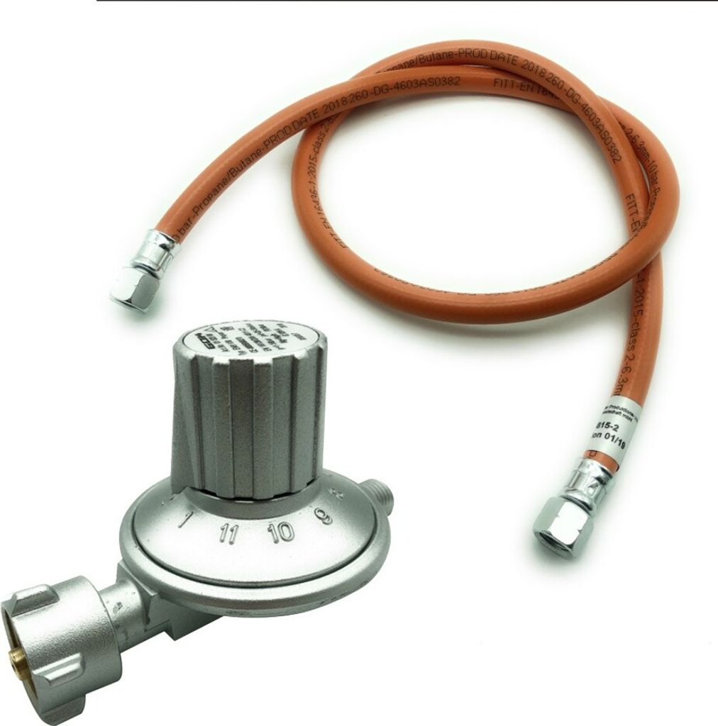 Gasbrenner 18cm für Grill und Paellapfannen Zubehör Gasbrenner: Druckminderer 25-50mbar (f.Propan) + Gasschlauch 1,5mtr.